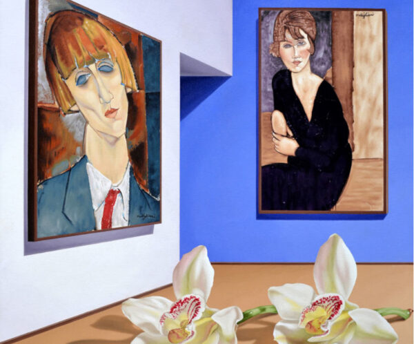 Doñas con orquídeas según Modigliani - Daniel Borda